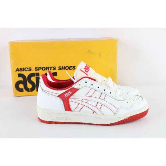 NOS Vintage 90s Asics Mens Size 7 Spell Out Outrage Lo Sneakers Shoes White Red main image 4